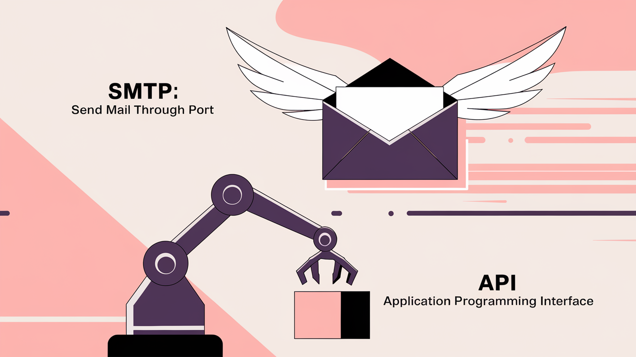 SMTP vs. API comparison infographic.